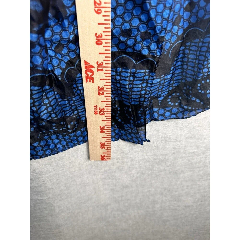 100% Pure Silk Scarf Shawl Wrap Made in India Blue Floral Birds  27” x 70”
